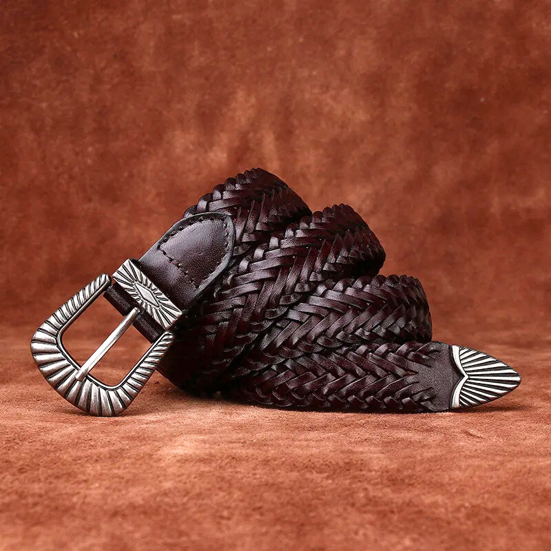 Monroe - Women's Genuine Leather Braided Cowhide Belt
