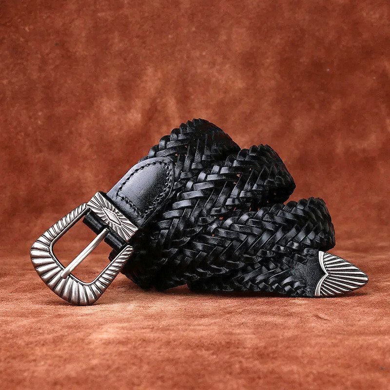 Monroe - Women's Genuine Leather Braided Cowhide Belt