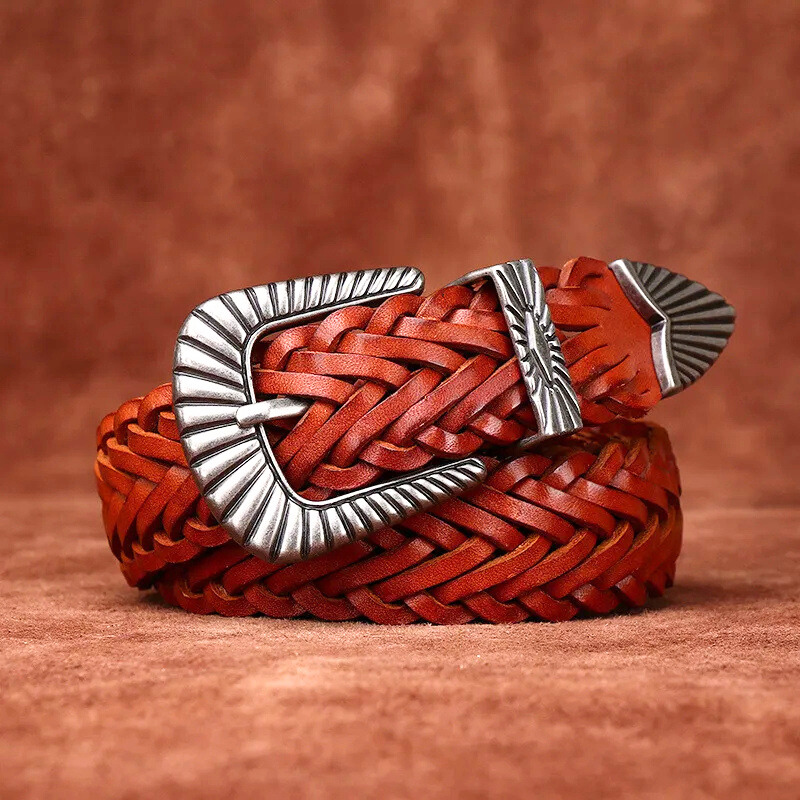 Monroe - Women's Genuine Leather Braided Cowhide Belt