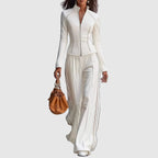 Morgan - Women's Zip Front Jacket And Wide Leg Pants Set