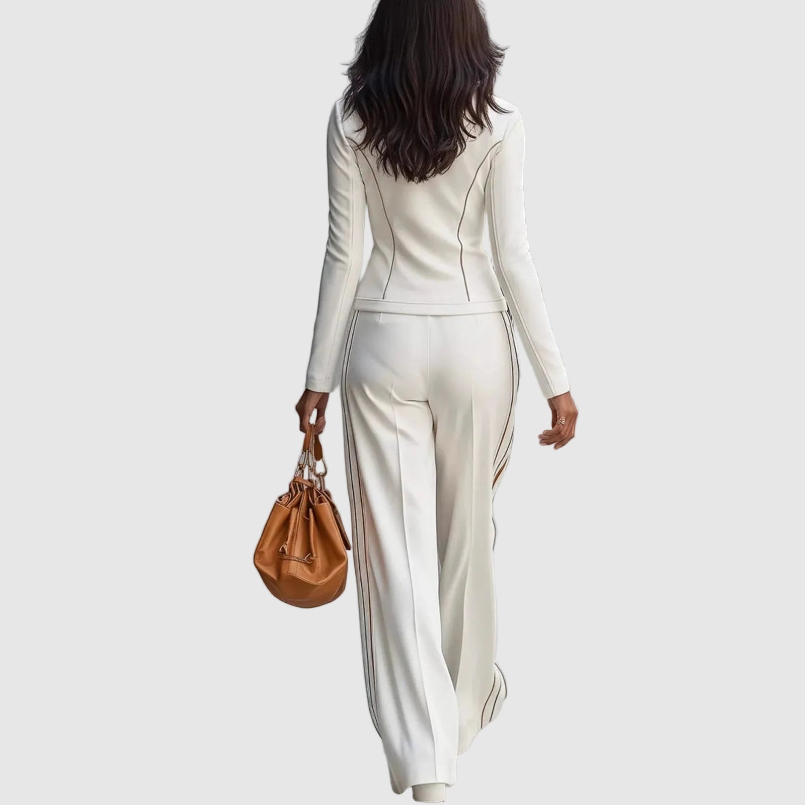 Morgan - Women's Zip Front Jacket And Wide Leg Pants Set