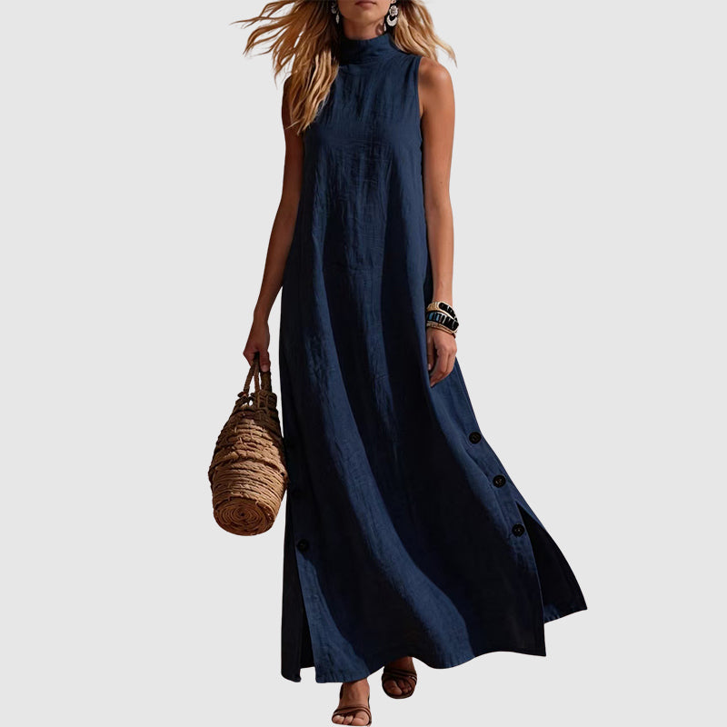 Naomi - Women's Sleeveless Linen Look Maxi Dress