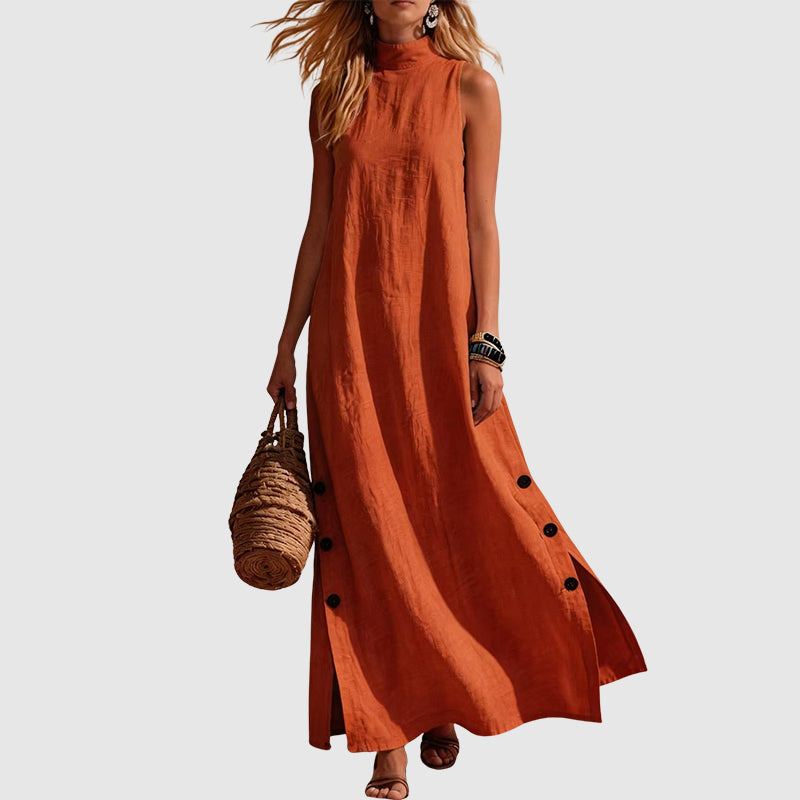 Naomi - Women's Sleeveless Linen Look Maxi Dress