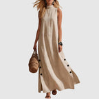 Naomi - Women's Sleeveless Linen Look Maxi Dress