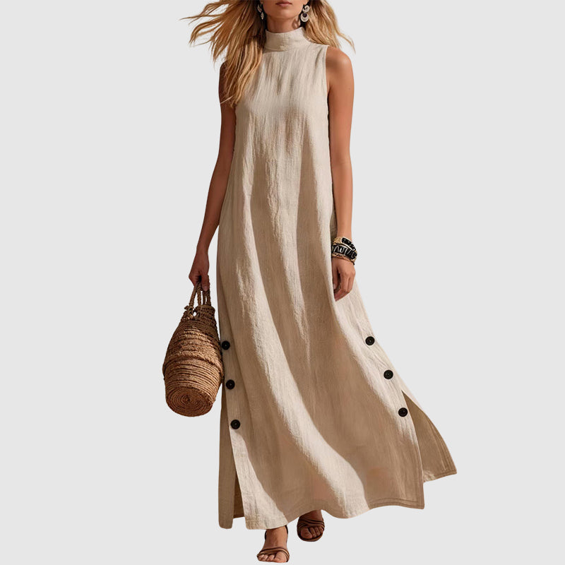 Naomi - Women's Sleeveless Linen Look Maxi Dress