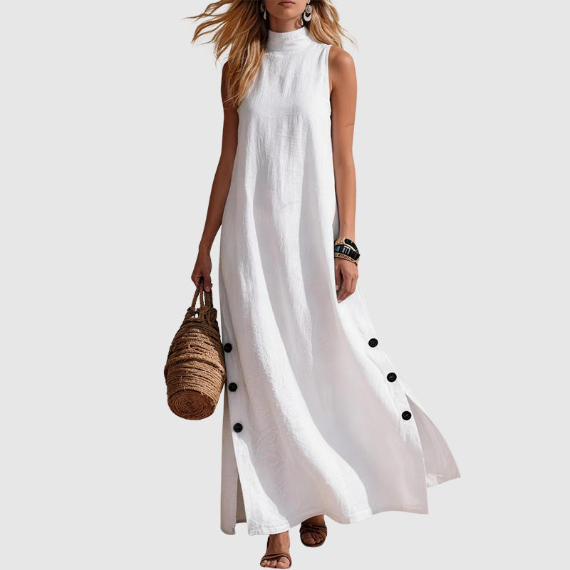 Naomi - Women's Sleeveless Linen Look Maxi Dress