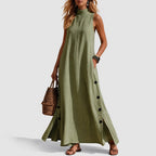 Naomi - Women's Sleeveless Linen Look Maxi Dress