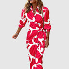 Natalie - Women's Printed Wrap Tie Midi Dress