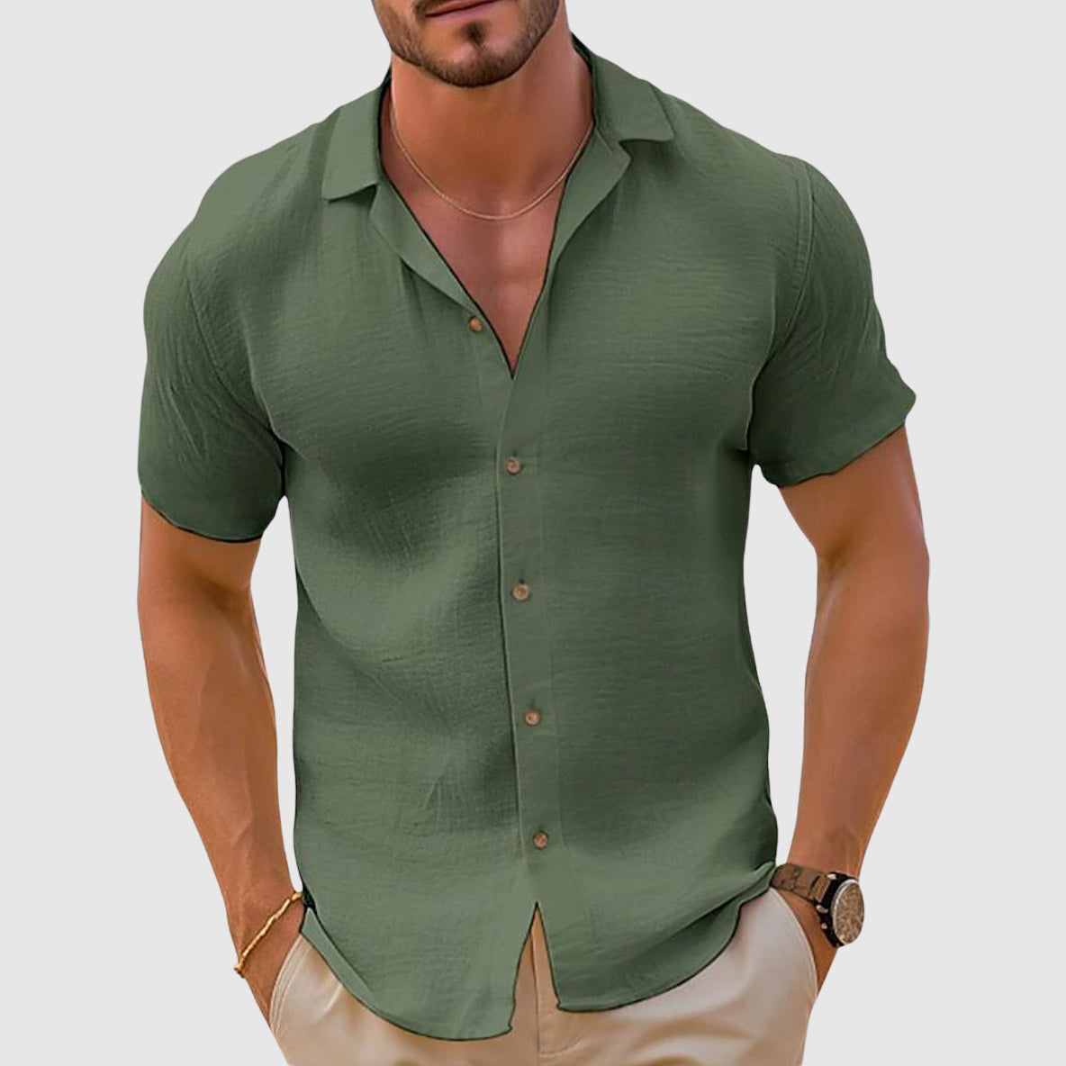 Nico - Men’s Lightweight Short Sleeve Linen Shirt