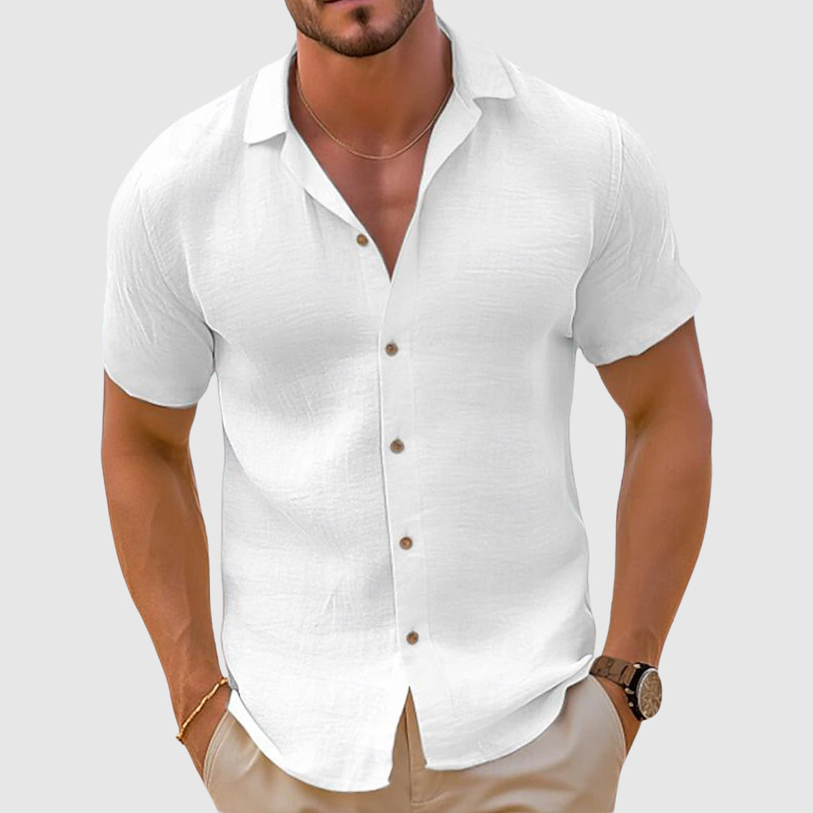 Nico - Men’s Lightweight Short Sleeve Linen Shirt