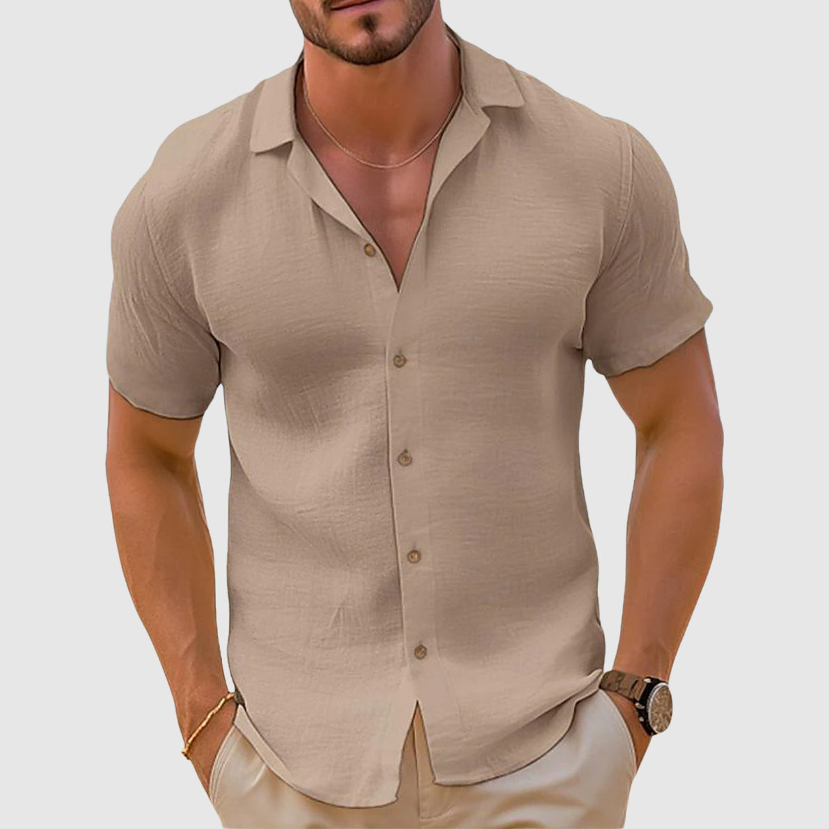 Nico - Men’s Lightweight Short Sleeve Linen Shirt