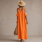 Nicole - Women’s Linen Look Asymmetrical Maxi Dress