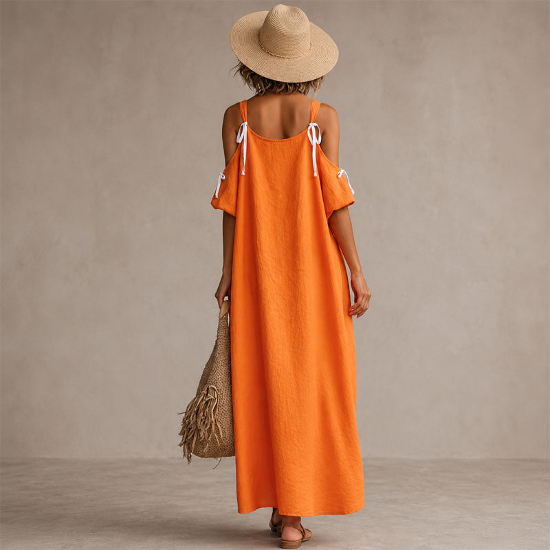 Nicole - Women’s Linen Look Asymmetrical Maxi Dress