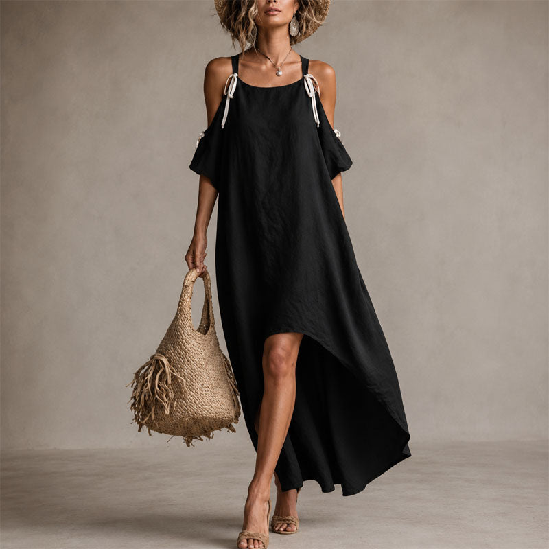 Nicole - Women’s Linen Look Asymmetrical Maxi Dress