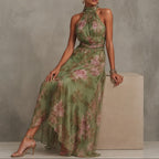 Paige - Women's Floral Halter Neck Maxi Dress