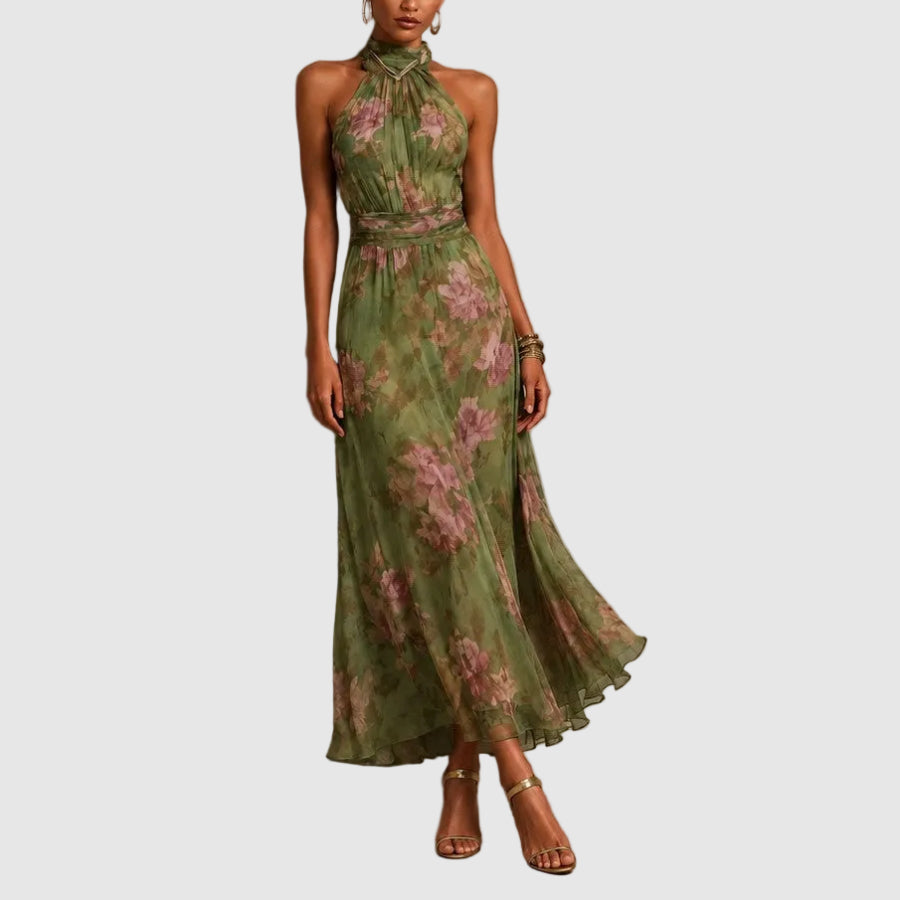 Paige - Women's Floral Halter Neck Maxi Dress
