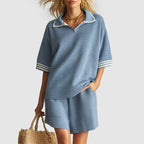 Phoebe - Women's Textured Knit Top & Shorts Set