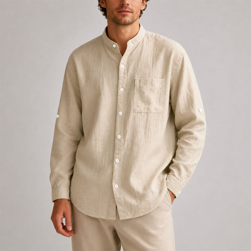 Preston - Men’s Long Sleeve Stand-Up Collar Shirt