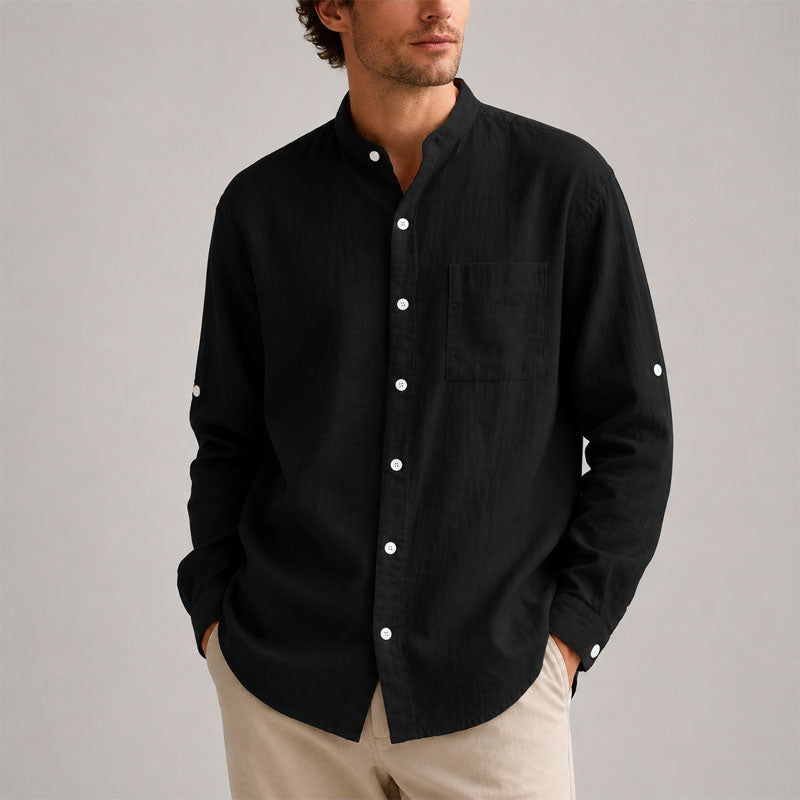 Preston - Men’s Long Sleeve Stand-Up Collar Shirt