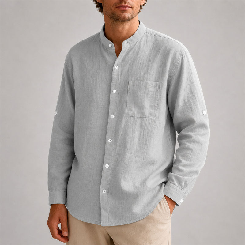 Preston - Men’s Long Sleeve Stand-Up Collar Shirt