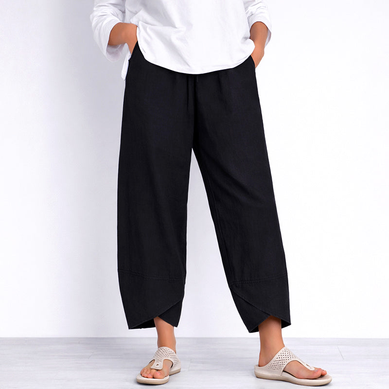 Rachel - Women’s Casual Wide-Leg Cropped Trousers