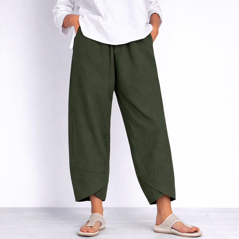 Rachel - Women’s Casual Wide-Leg Cropped Trousers