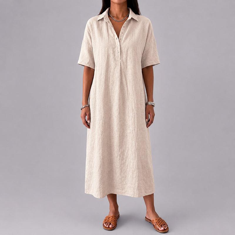 Raelynn - Women's Cotton Relaxed Midi Shirt Dress