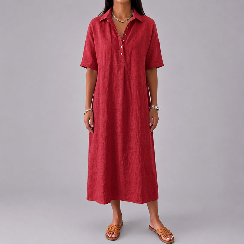 Raelynn - Women's Cotton Relaxed Midi Shirt Dress