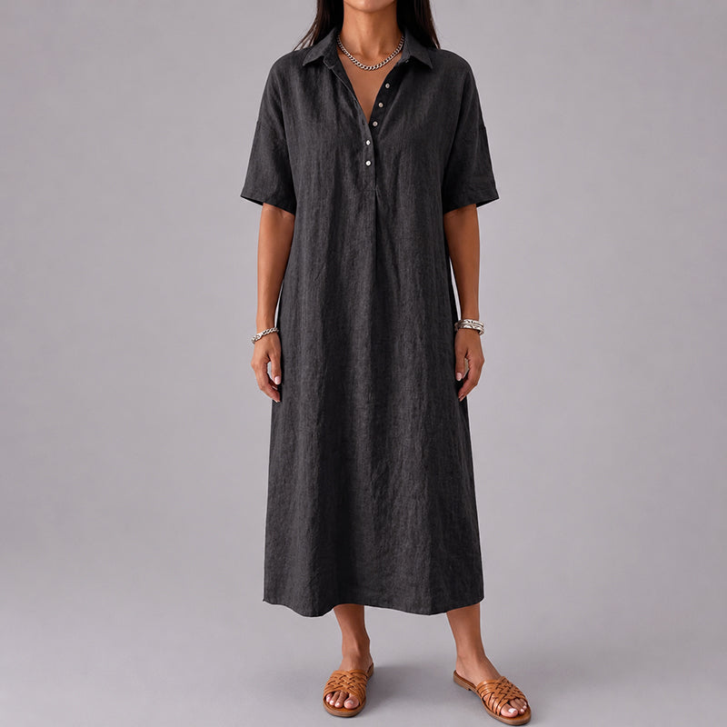 Raelynn - Women's Cotton Relaxed Midi Shirt Dress