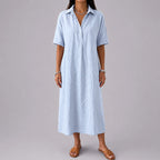 Raelynn - Women's Cotton Relaxed Midi Shirt Dress
