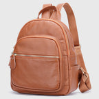 Reagan - Women's Structured Pebbled Leather Backpack with Dual Zip Pockets