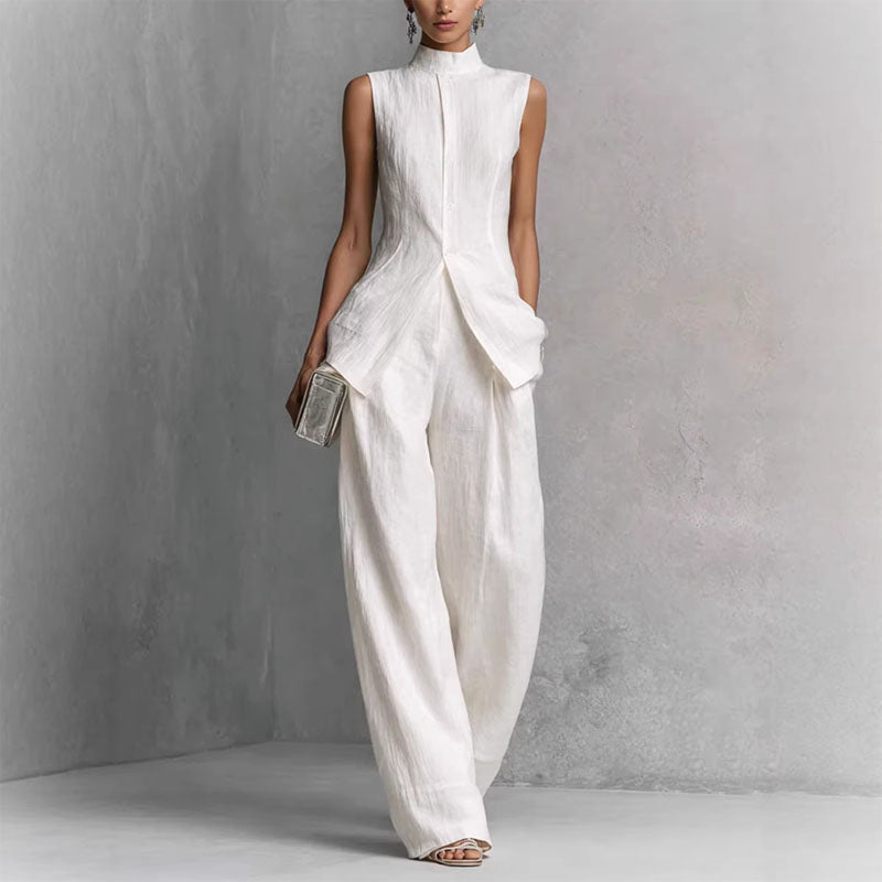 Rebecca - Women’s Linen-Look Two-Piece Set