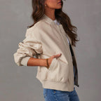 Reese - Women's Oversized Leather Bomber Jacket