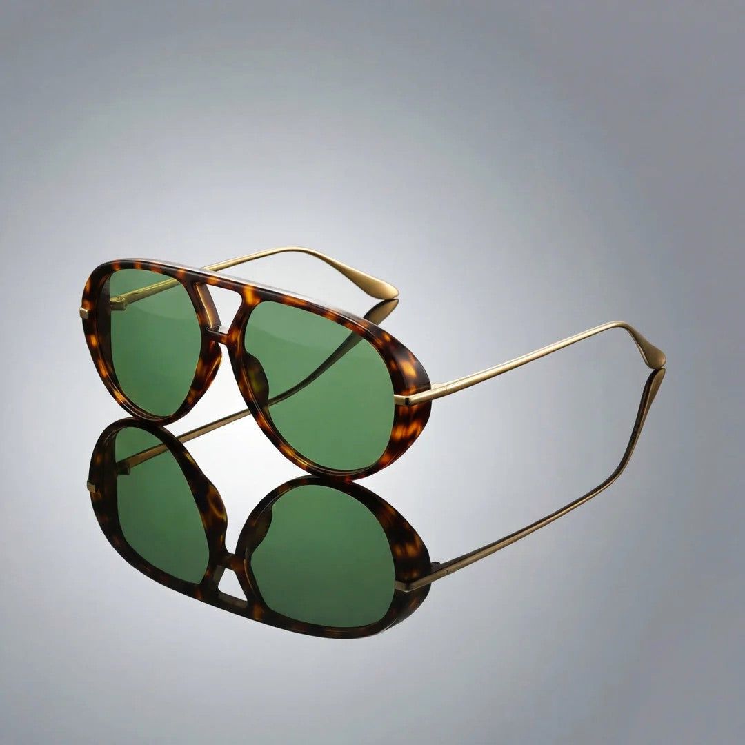 Retro Aviator Tortoise Frame Sunglasses