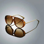 Retro Aviator Tortoise Frame Sunglasses