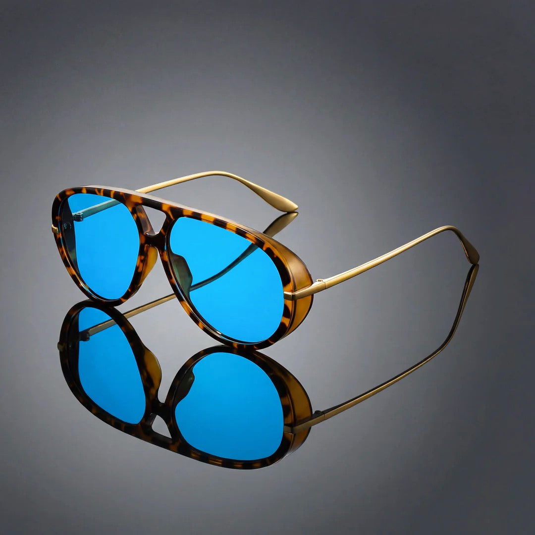 Retro Aviator Tortoise Frame Sunglasses