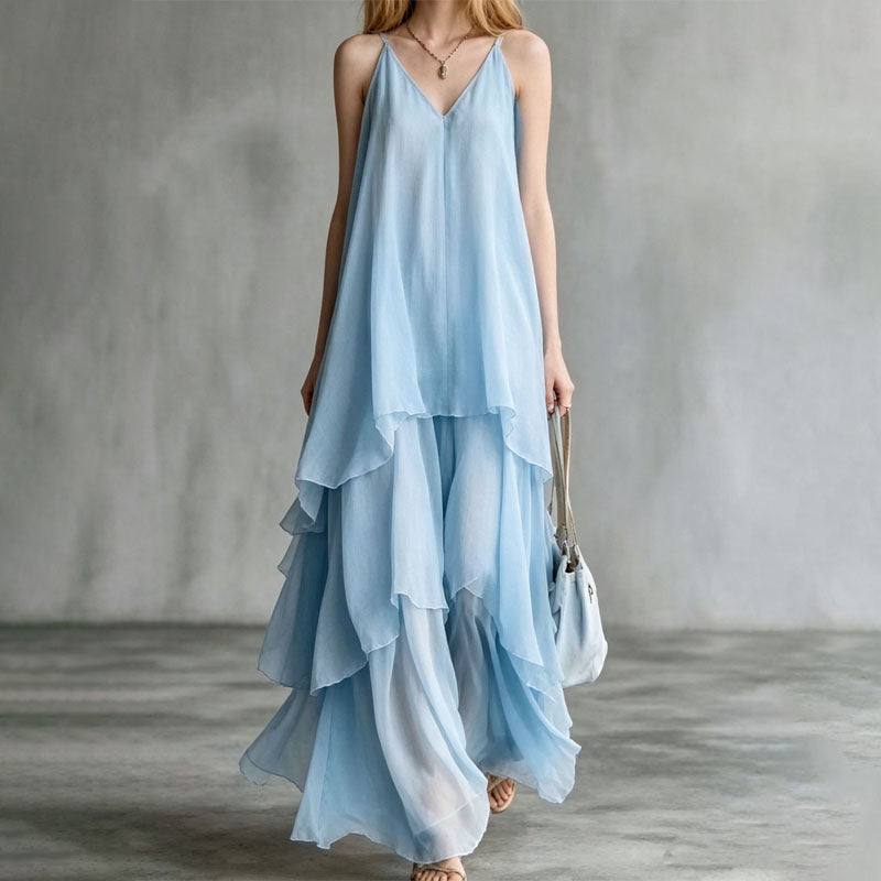 Robin - Women’s Layered Chiffon Maxi Dress