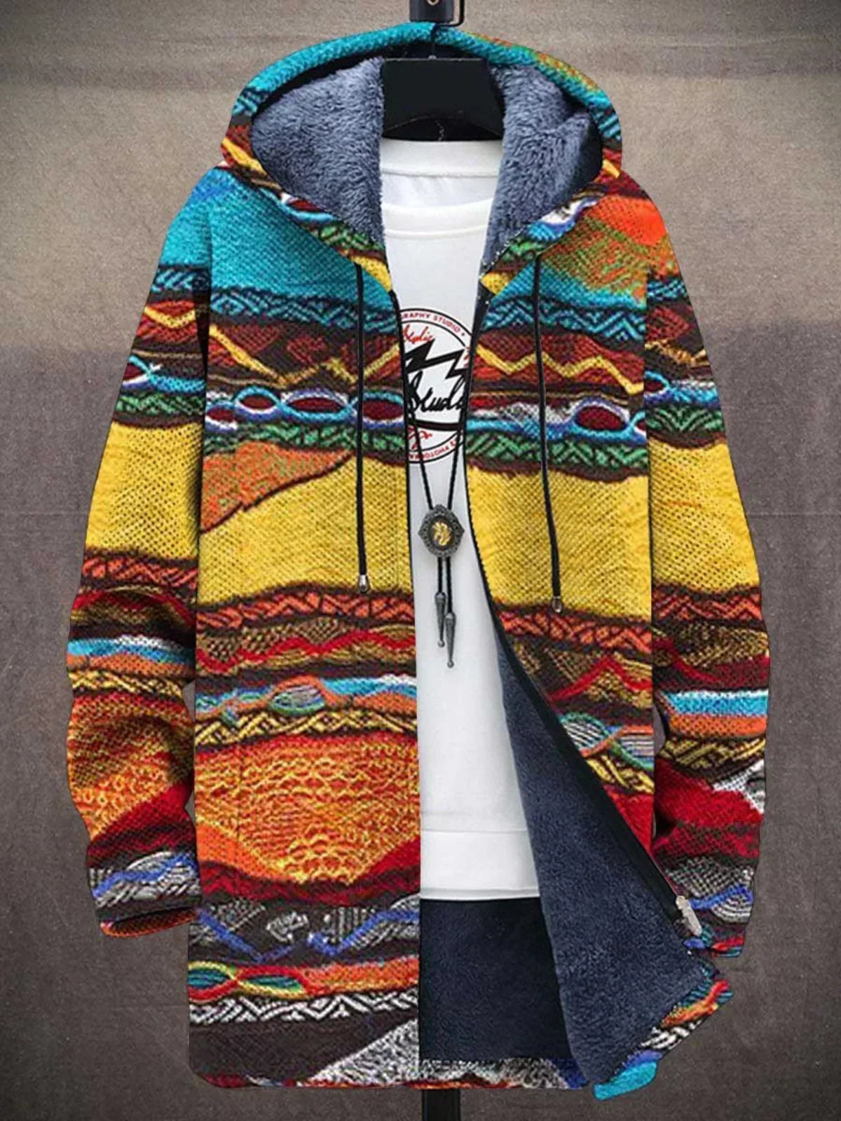 Rowan - Men's Colorblock Cardigan with Fleece-Lined Hood