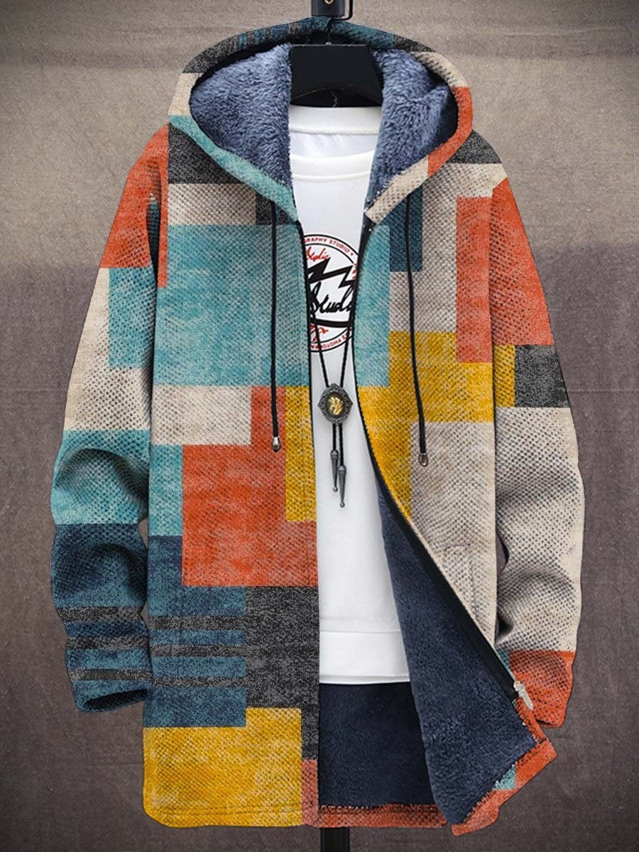 Rowan - Men's Colorblock Cardigan with Fleece-Lined Hood