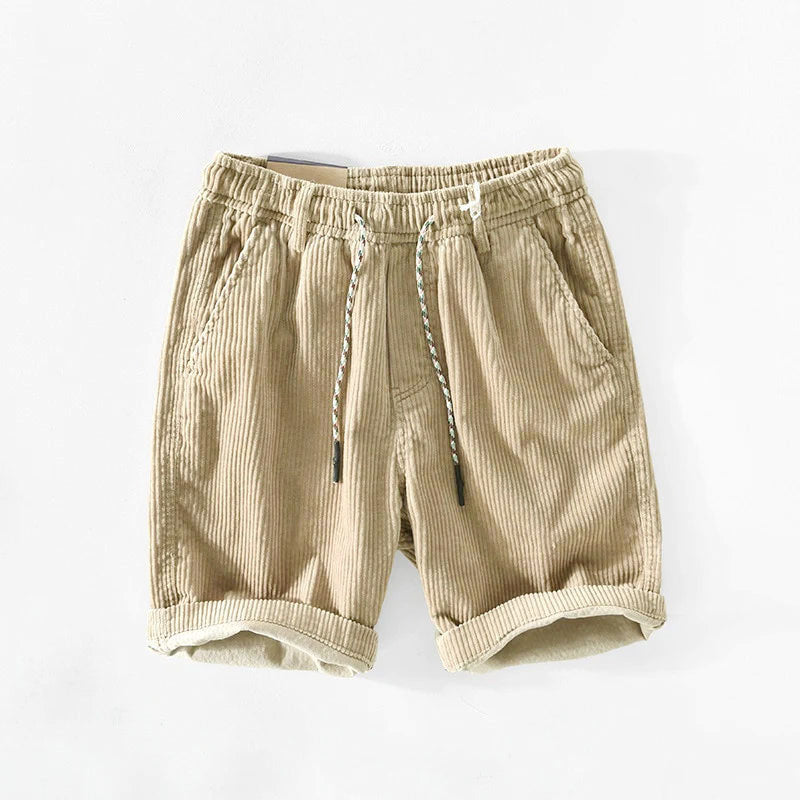 Ryan - Men’s Drawstring Elastic Waist Corduroy Casual Shorts