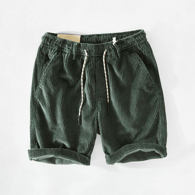 Ryan - Men’s Drawstring Elastic Waist Corduroy Casual Shorts
