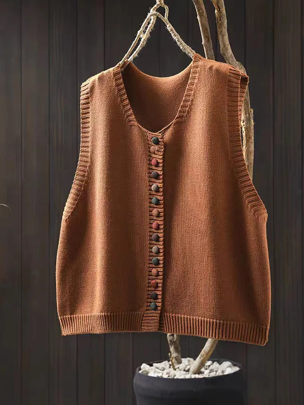 Giselle - Women's Button-Front Knit Vest Cardigan