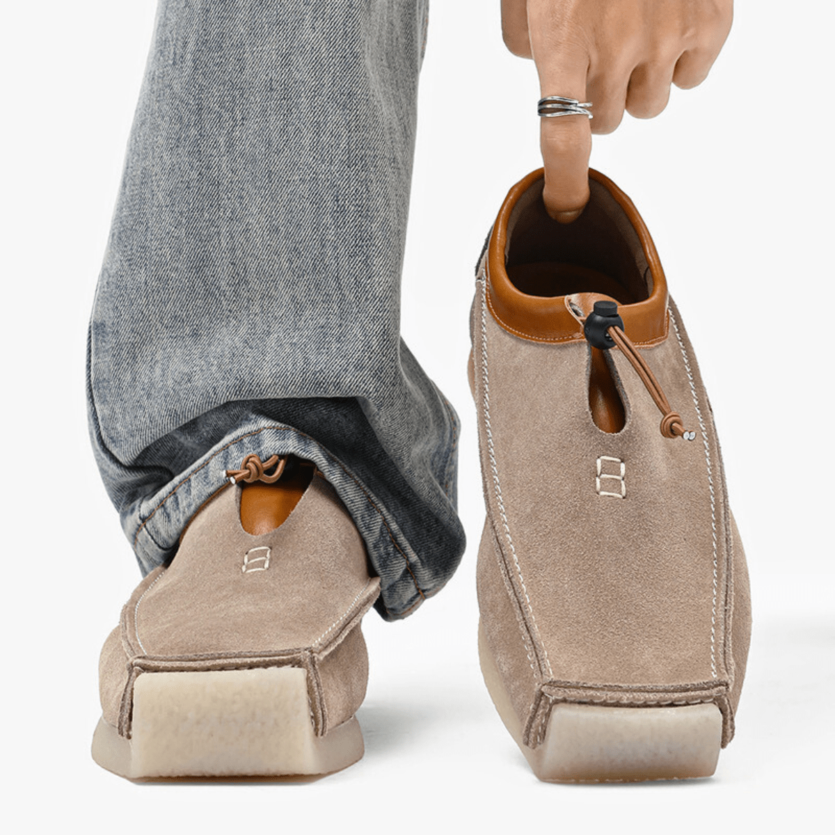 Samuel  - Men's Suede Loafers with Drawstring Tie