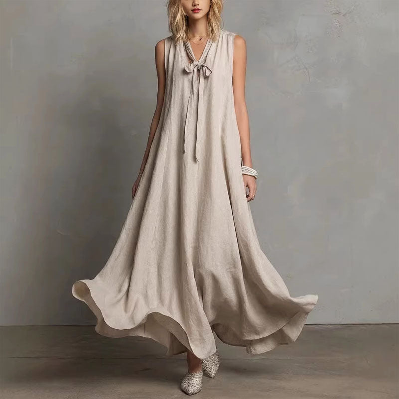 Sarah - Women’s Sleeveless Linen-Look Maxi Dress
