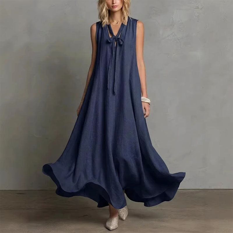 Sarah - Women’s Sleeveless Linen-Look Maxi Dress