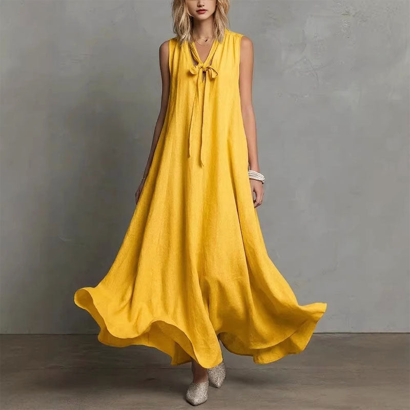 Sarah - Women’s Sleeveless Linen-Look Maxi Dress