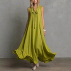 Sarah - Women’s Sleeveless Linen-Look Maxi Dress