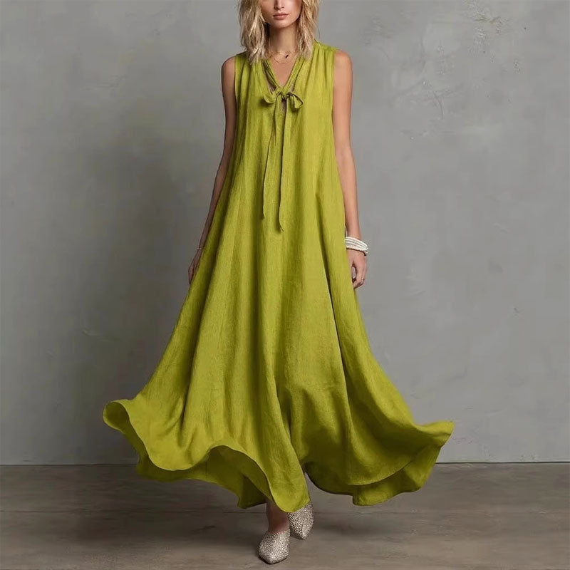 Sarah - Women’s Sleeveless Linen-Look Maxi Dress