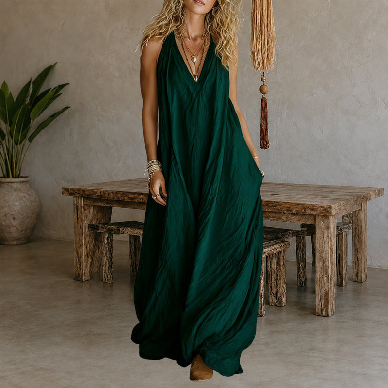 Savannah - Women's Linen Look Loose Maxi Dress