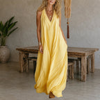 Savannah - Women's Linen Look Loose Maxi Dress